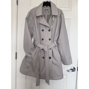Sebby Collection Women’s Softshell Trench Coat Hooded Double Breasted Gray Med3X